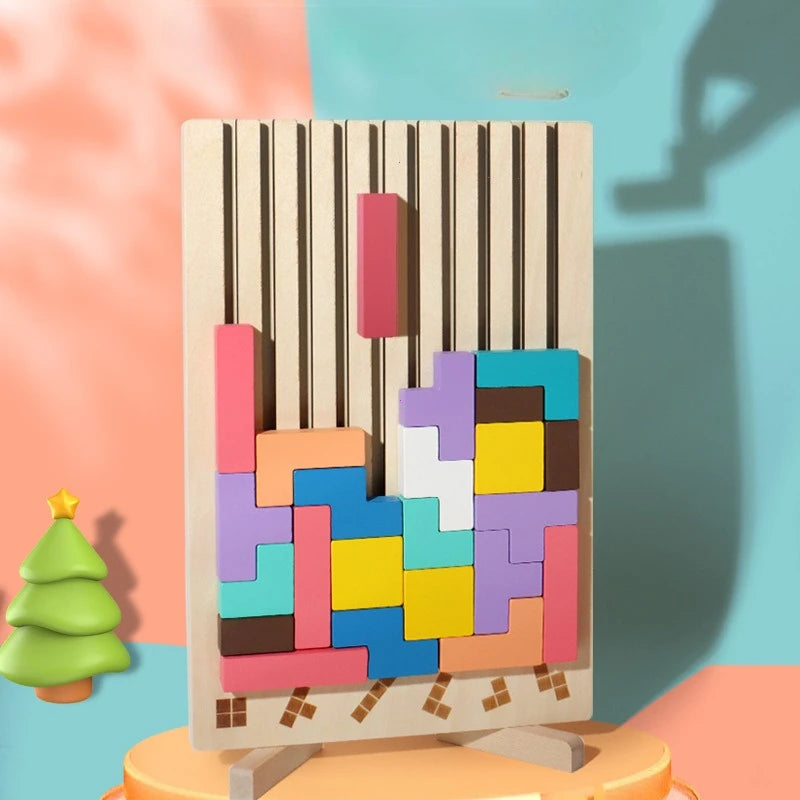 3D Wooden Puzzle, Building Blocks, Puzzle Game, Baby Logic Training Puzzle Toys, Parent-Child Interactive Games