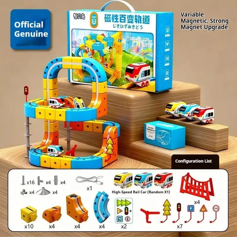 Huagen Magnetic High Speed Train Diy Transformable Suspension Track Car Anti Gravity Electric Vehicle Model Educational Toy Set