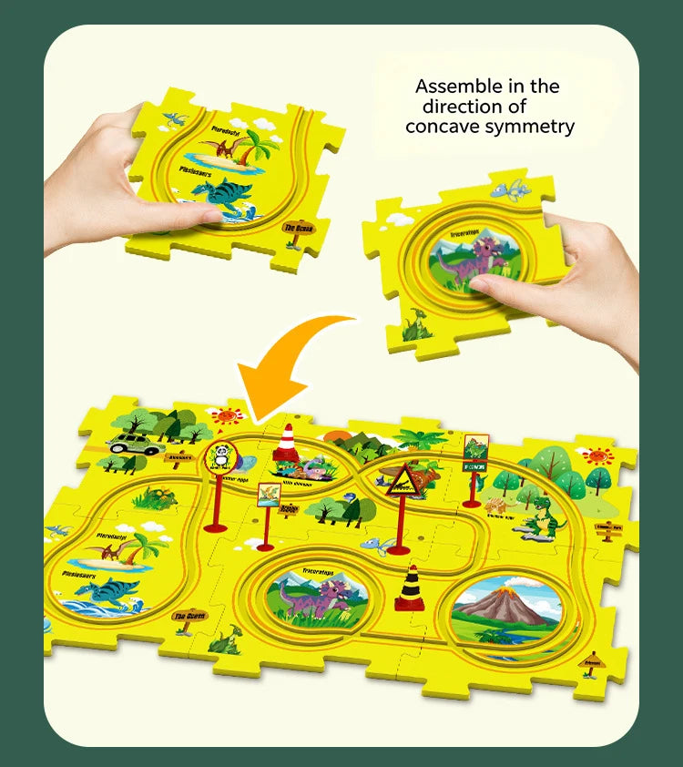 Children Puzzle Electric Railroad Car Set DIY Assembly Track Kit Automatic Rail Education Interactive Toy Children Boys Gift