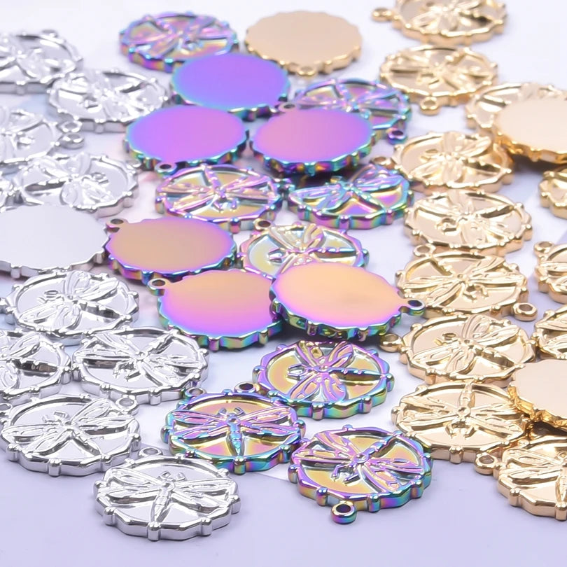 10PCS Ancient Egyptian Scarab Beetle Pendants Charms Stainless Steel Dragonfly Butterfly Pendant for Jewelry Making DIY Necklace