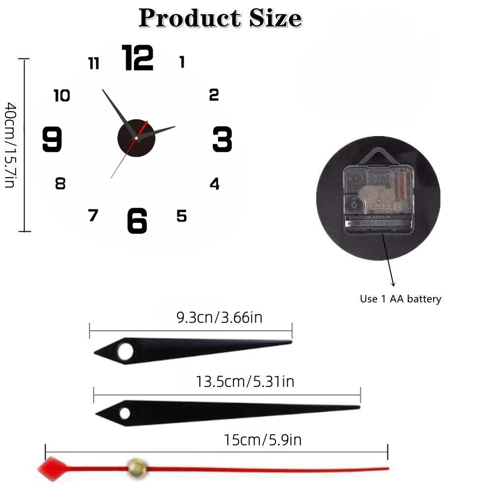 New Modern Design Large Wall Clock 3D DIY Quartz Clocks Fashion Watches Acrylic Mirror Stickers Living Room Home Decor Horloge