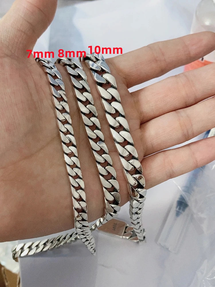 925 Silver Chains Original Certified Cuban Chain Authentic 925 Solid Silver Necklace