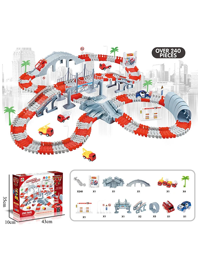 Kids electric track toy Fire Alarm Mini car set Puzzle Boy toy Track car Fire engine toy for children's birthday Christmas gifts