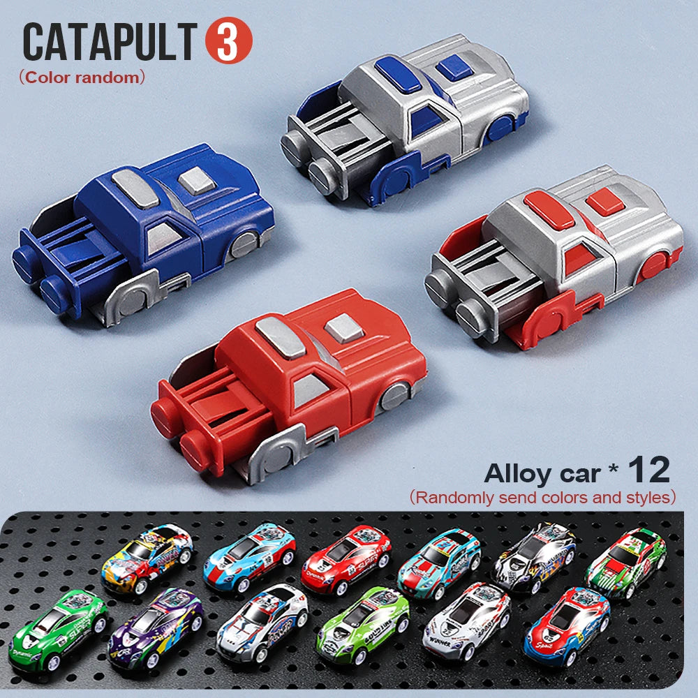Multi Track Racing Car - Sliding Catapult - Durable and Anti Fall Launcher - Catapult Racing Car Set - Puzzle Education, Brain D