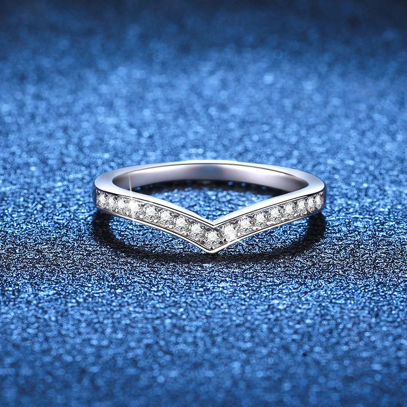 1.0mm-3.5mm Round Brilliant Cut Moissanite Wedding Rings Half Eternity Band 925 Silver Lab Diamond Wedding Ring With Certificate