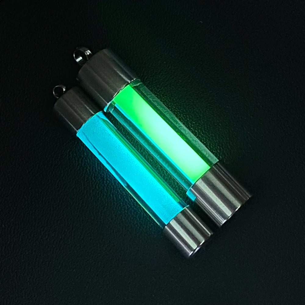 Outdoor signal light luminous tube pendant edc keychain luminous pendant stainless steel glass material luminous pendant