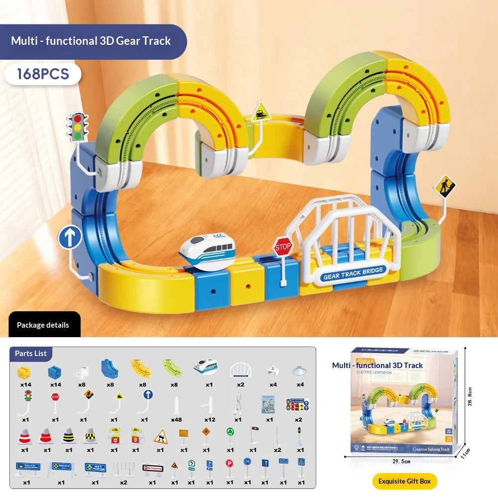 3D Building Track Car Set DIY Buildable Race Track Magnetic Lock Building Blocks, Family Interactive Educational Toy Gift