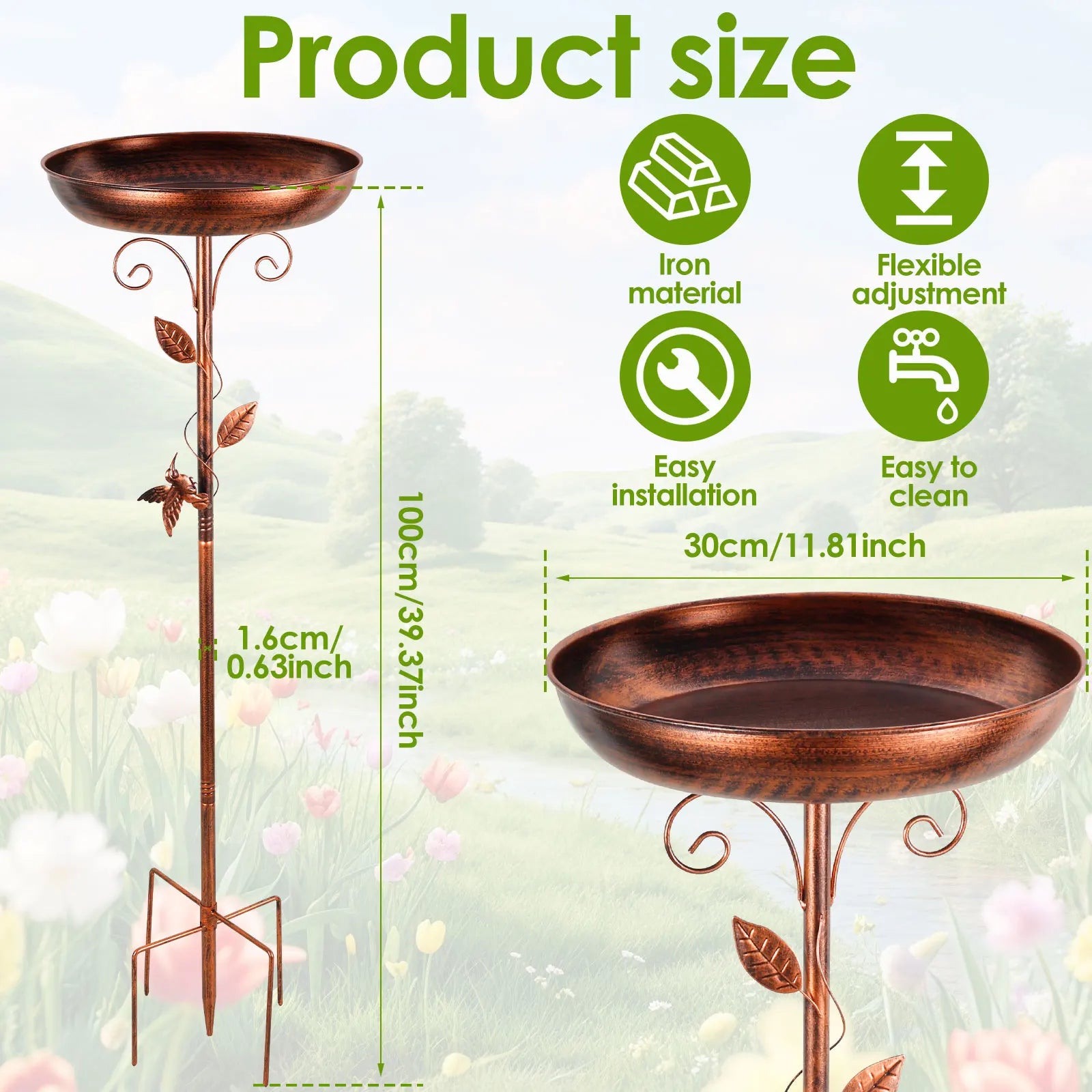 Bird feeder Parrot bird birdtub Iron Standing Bowl feeding watering supplies Outdoor Garden Patio Lawn decor bird accessories