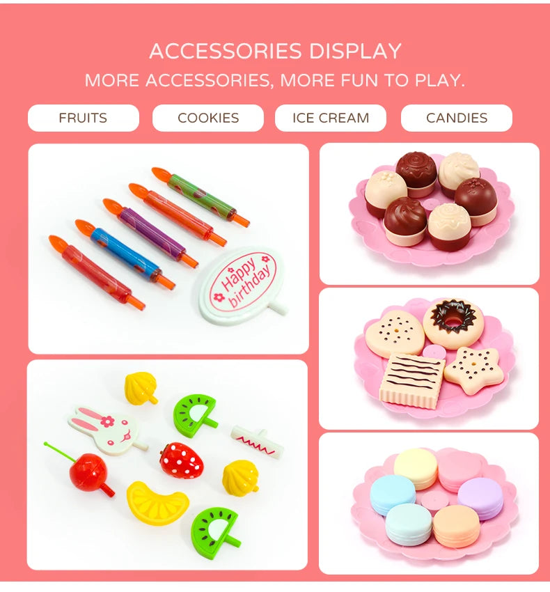 Girl Toy Cake DIY Minature Food Tea Set Simulation Pretend Play Kitchen Kid Cut Game Education Children Toys For 3 Year Birthday