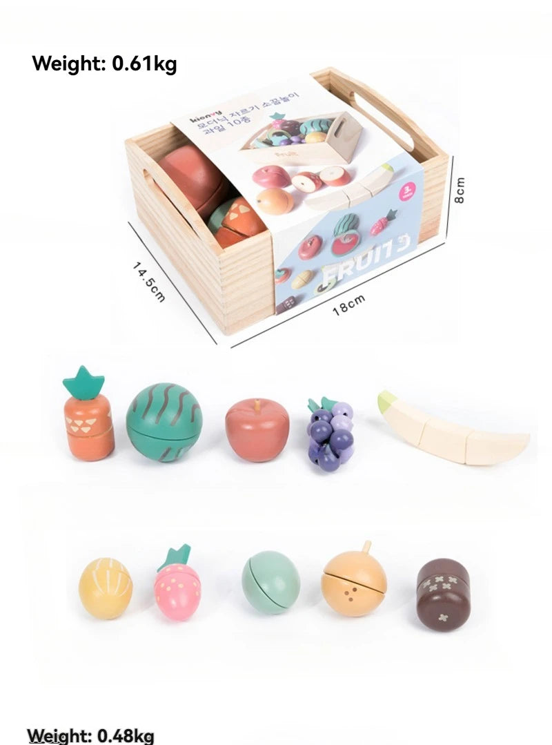 Children's Wooden Fruits and Vegetables, Joyful Play at Home Toys, Wooden Simulation Kitchen Toys, Girls Cooking Food