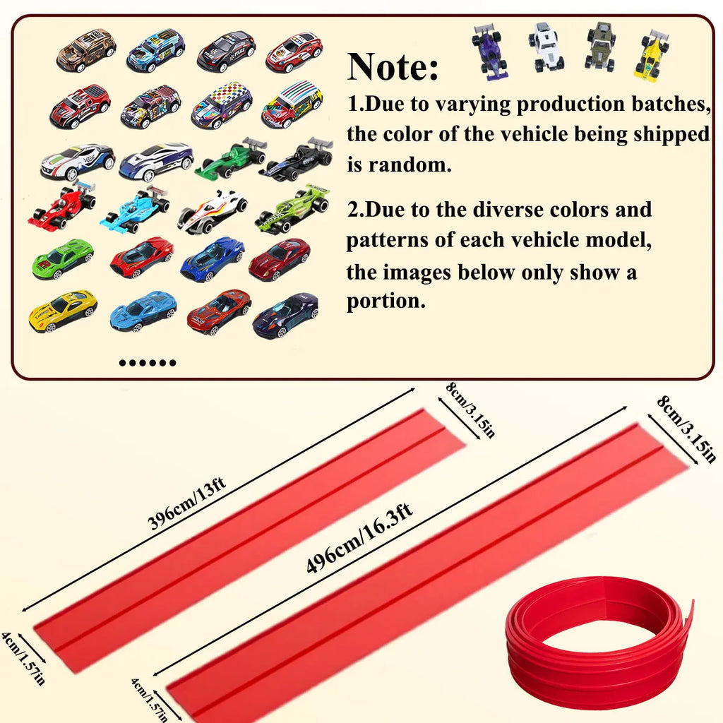 Flexible Race Track Children Toys DIY Double-track Racing Car Ramp Compatible 1/64th Cars Portable Rolls Up Boy Christmas Gift