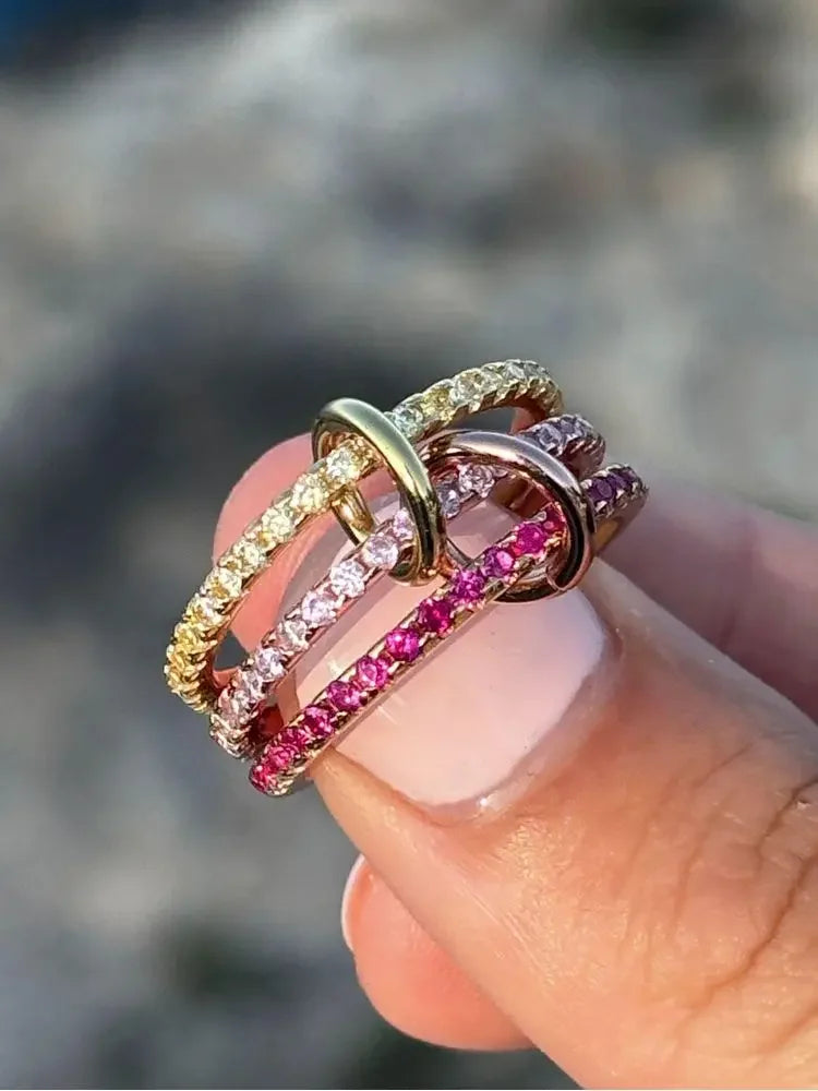 925 Sterling Silver Simple Fashion Multi-Layer Round Zircon Ring For Women Anniversary Daily Wear High Quality Fine Jewelry