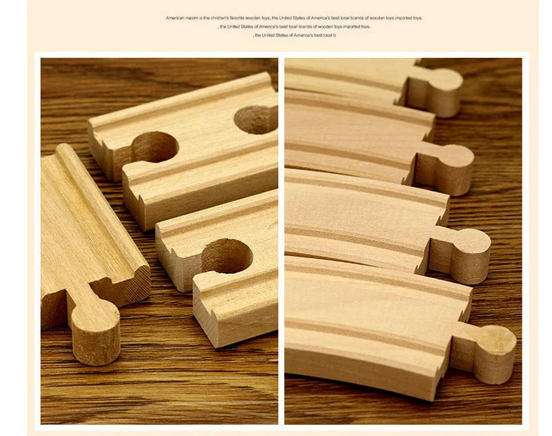 Wooden Track Railway Toys Beech Wooden Train Track Accessories Fit For All Brand Wood Tracks Educational Toys For Children