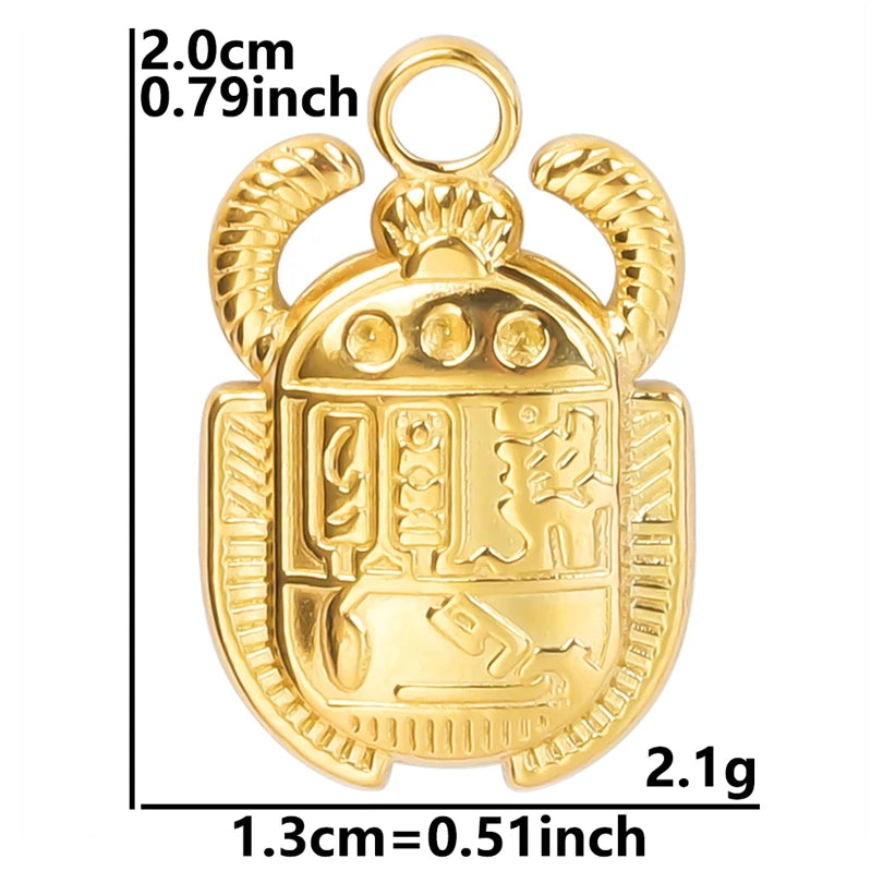 10PCS Ancient Egyptian Scarab Beetle Pendants Charms Stainless Steel Dragonfly Butterfly Pendant for Jewelry Making DIY Necklace