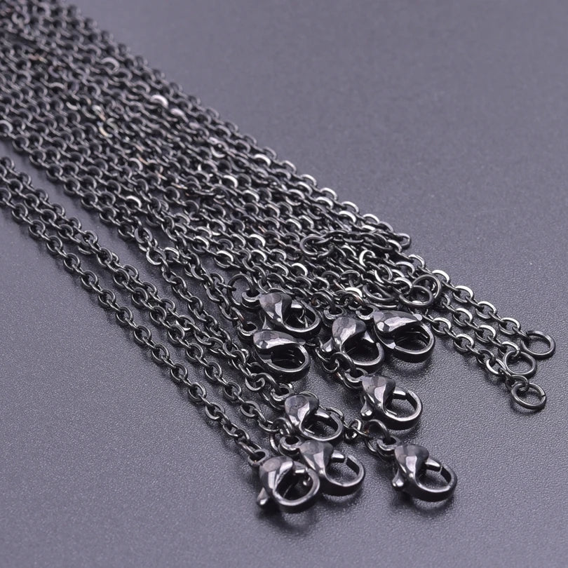 50/60cm Wholesale Stainless Steel Rolo Link Chain Necklaces For Women Men Accessories 10/20/30pcs/Lot Metal Necklace DIY Jewelry
