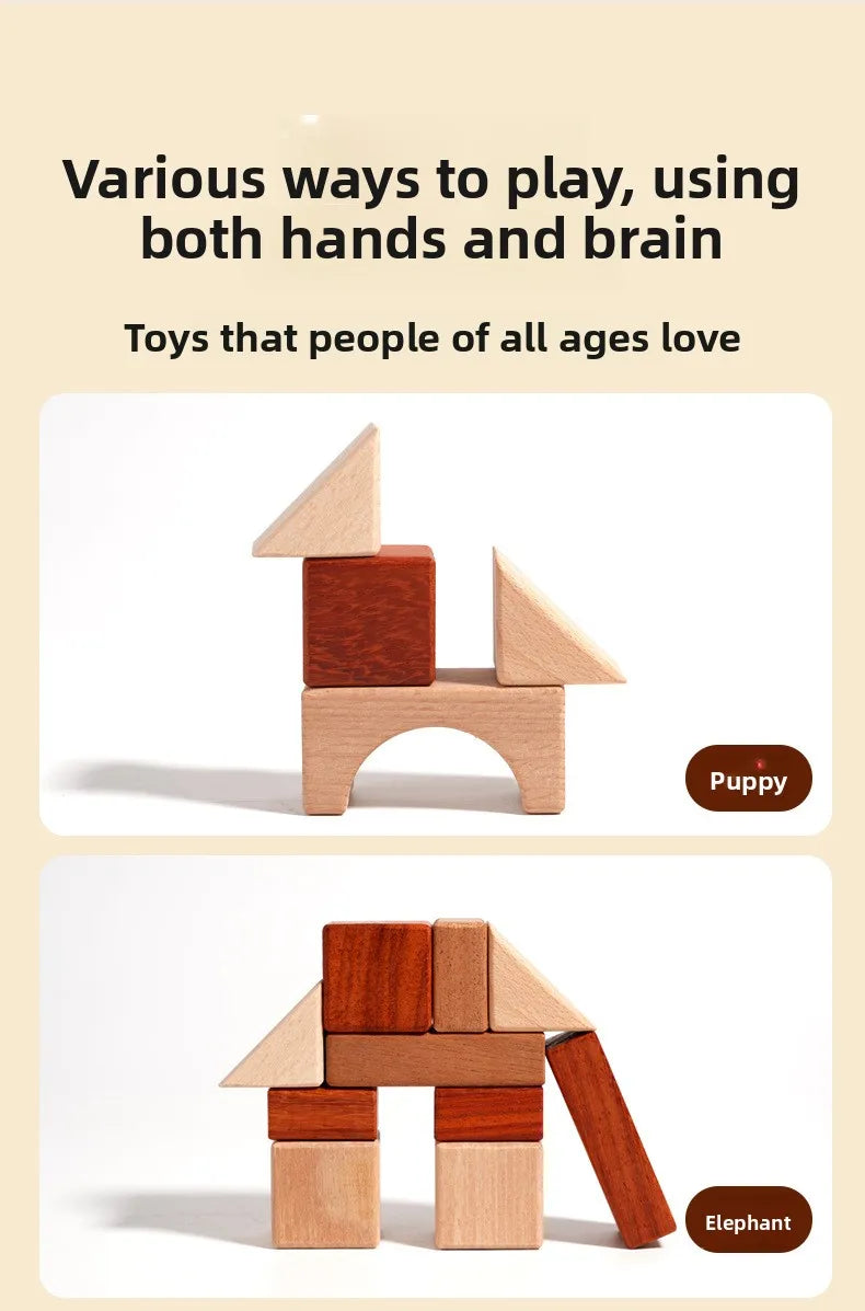Kawaii 100Pcs Unpainted Beech Wooden Large Building Blocks Toddler Stacking Construction Preschool Educational Gift