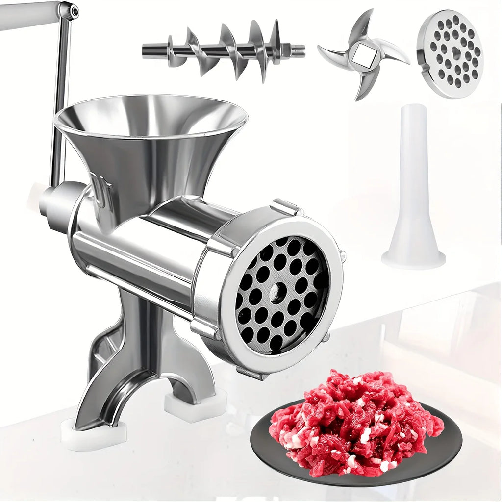 Manual Meat Grinder Stainless Steel Hand Crank Food Processor with Table Clamps Multipurpose Kitchen Tool for Meat Vegetable