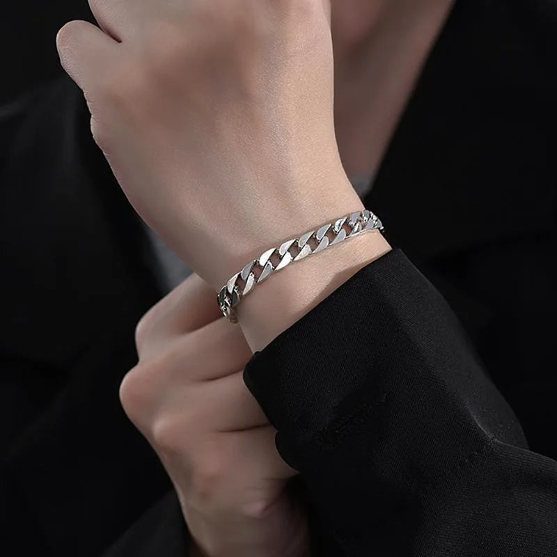 100% S925 Sterling Silver Necklace 7MM 8MM 10MM Punk 925 Silver Chains Original Certified Jewelry Gifts