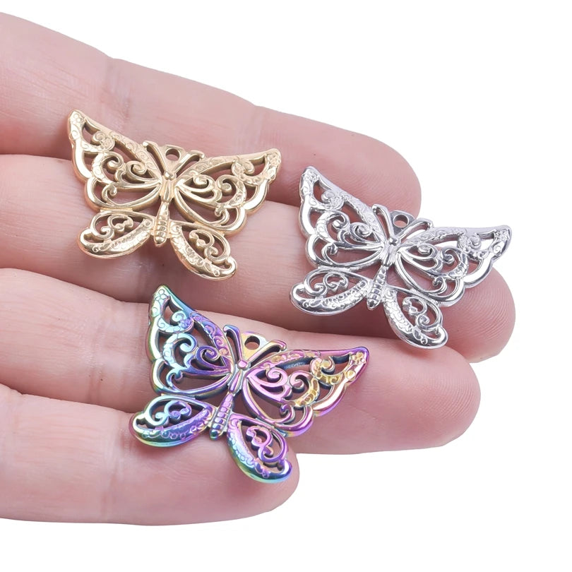 10PCS Ancient Egyptian Scarab Beetle Pendants Charms Stainless Steel Dragonfly Butterfly Pendant for Jewelry Making DIY Necklace
