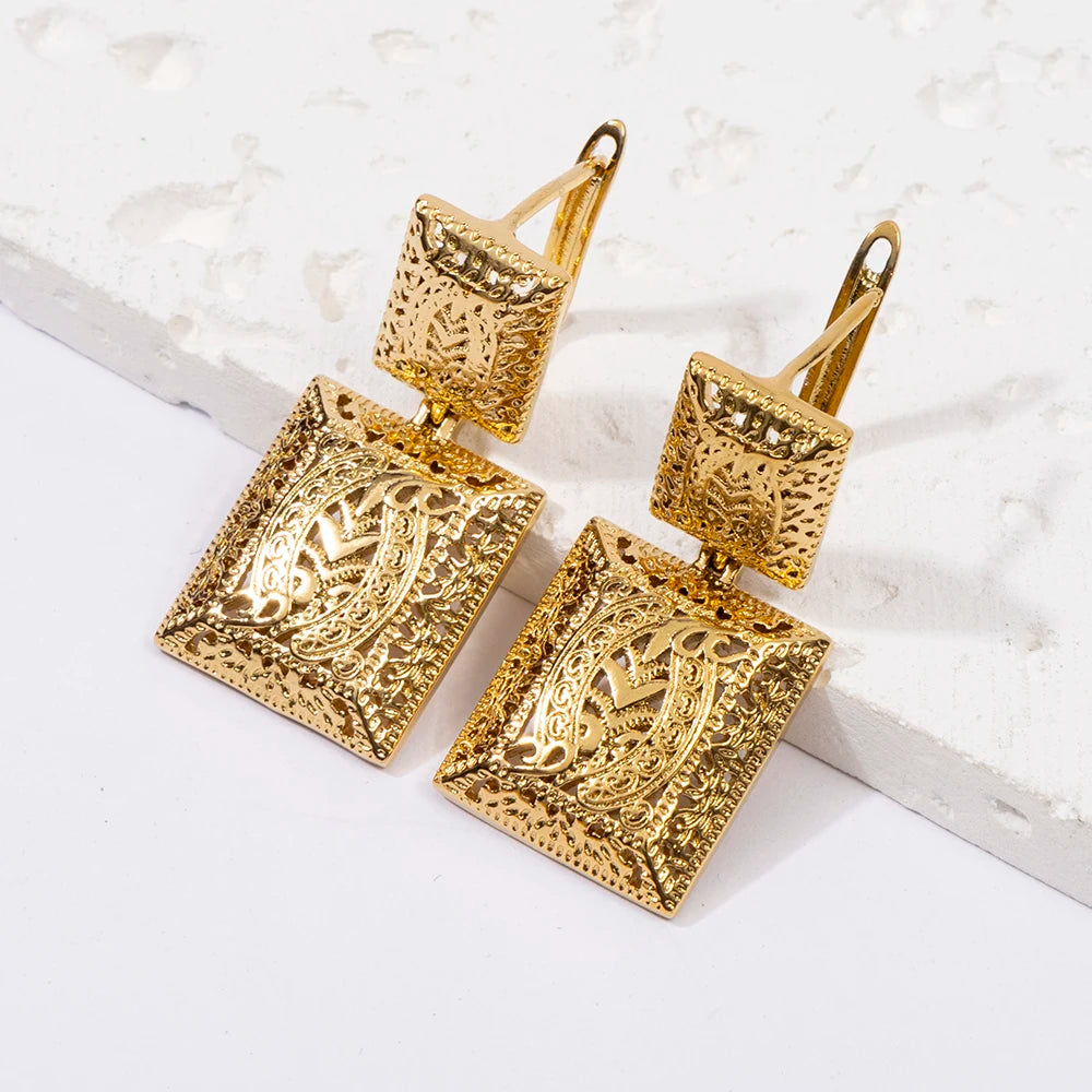 LUIZADA 2025 July Hot Selling Fashionable Copper Jewelry Set:Necklace, Earrings, Rings & Bangles For Women's  Wedding & Party