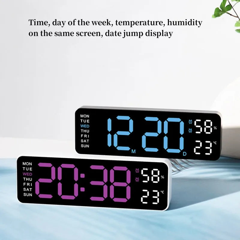 10 Inch Smart Mute LED Electronic Night Alarm Wall Clock Modern Desk Clock Minimalist Thermometer Calendar Time Cube Home Decor
