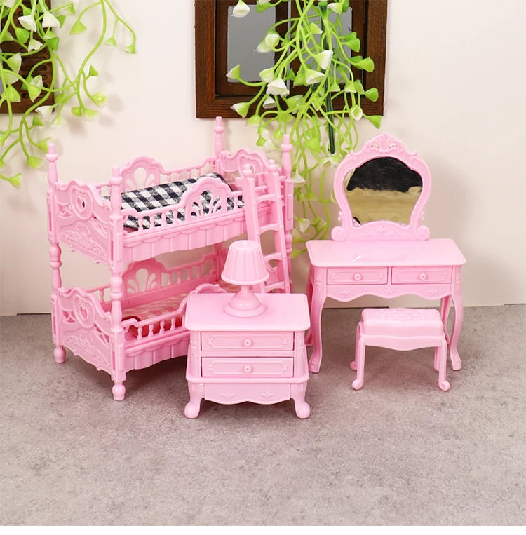 DIY Forest Family 1/12 Kitchen Furniture Bathroom Bedroom Bakeware Sets Miniature Model Dollhouse Accessories Refrigerator Gift