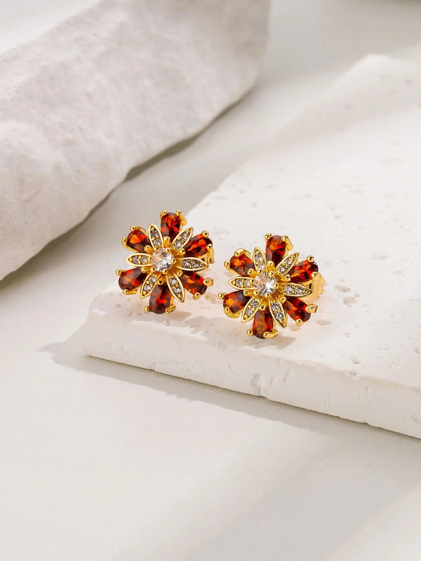 FanSibao Newly Designed Tricolor Zircon Pendant Necklace Earrings Bracelet Stainless Steel Jewelry Set Gift for Women