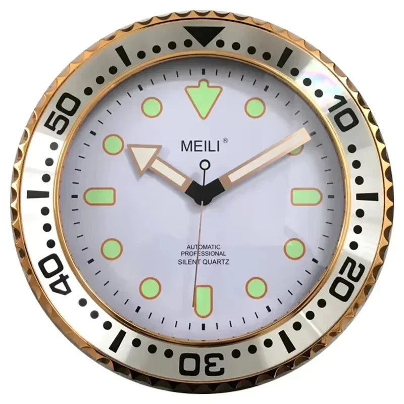 Wall Clock 28/30cm Gold and Silver Border Creative Wall Clock Modern Design Luxury Home Decoration Silent Quartz Clock