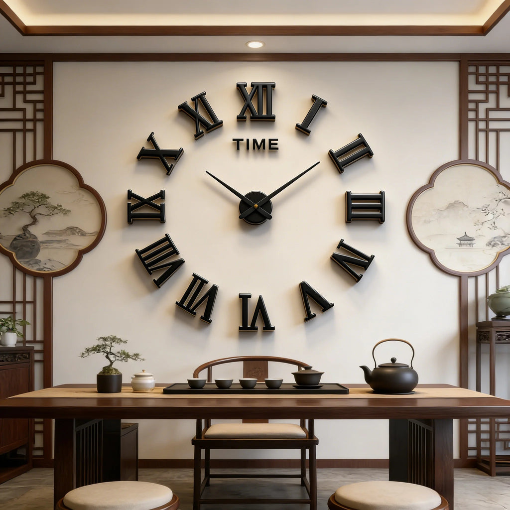 2D/3D Large Roman Numeral Acrylic Mirror Wall Clock Sticker Fashion DIY Quartz Clocks Watch Home Decoration Living Room Stickers