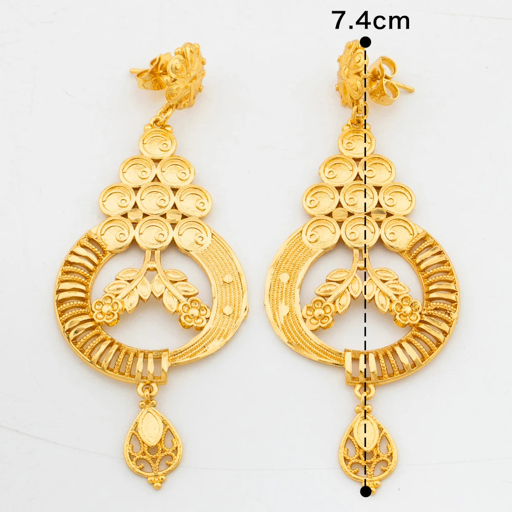Italian Gold Color Jewelry Set for Women Pendant and Earrings Party Gifts  Plated Necklace Bohemia Jewellery Engagement