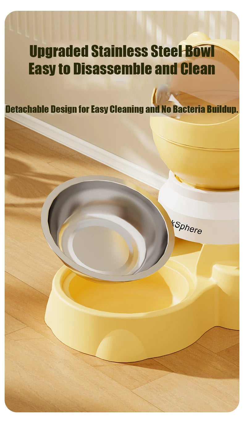 Push-Button Automatic Pet Feeder - Large Capacity Anti-Spill Food Dispenser for Cats & Dogs