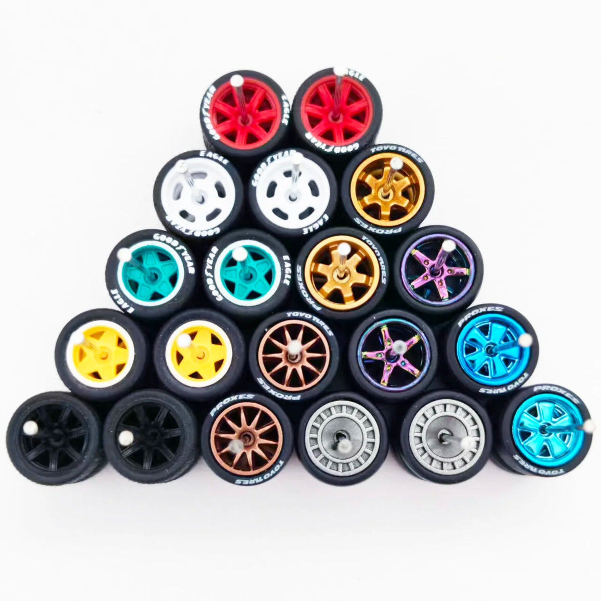 10 Sets 11/12/13/14/17mm 1/64 Alloy Car Wheels Rubber Tires W Axle for HW/Matchbox/Domeka/Evo 1:64 Car Model SUV Off Road Truck