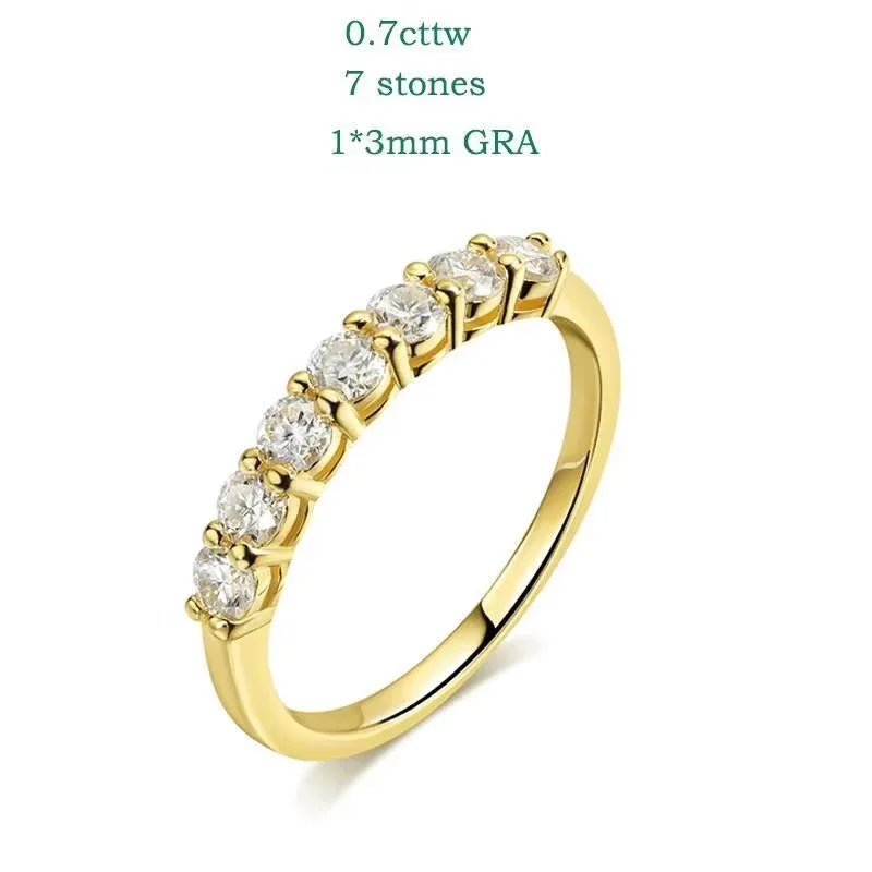 TY 0.7CT 3mm Gemstone Moissanite Rings for Women S925 Silver Matching Wedding Diamonds Band Stackable Ring White Gold Gift