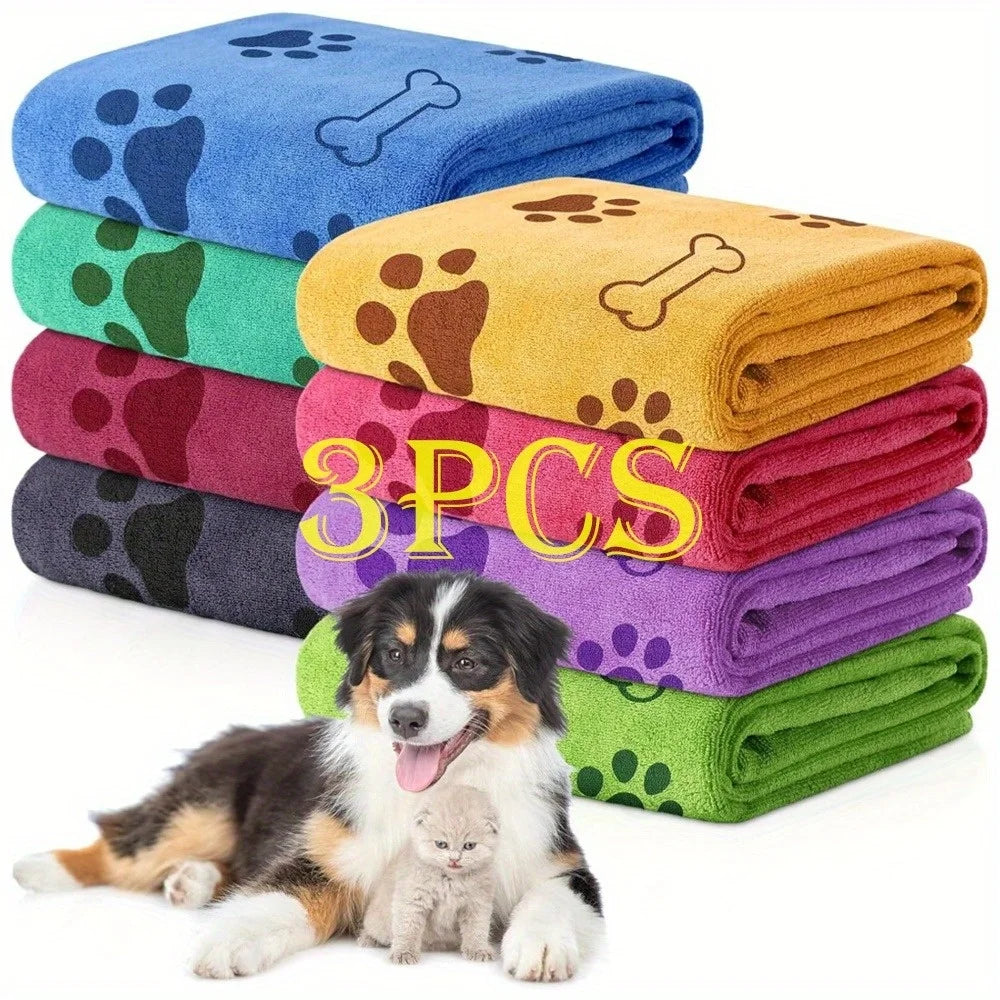 1Pcs Dog Towel Drying Cat Pet Towel Puppy Microfiber Quick-drying Dog Claw Bath Towel Absorbent Medium Dog Pet Bath Blanket