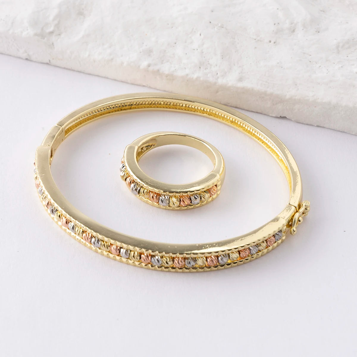 LUIZADA Copper Metal Beads Cross Bangle for Women Fashion Jewelry Delicate Multicolor Exquisite Holiday Gift