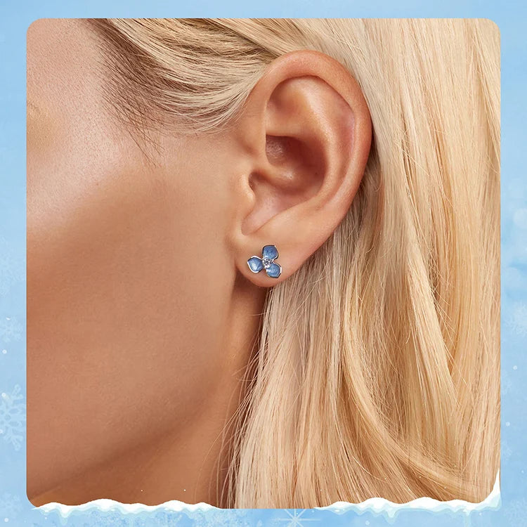 Bamoer 925 Sterling Silver Original Blue Butterfly Ring Lilac Flower Earrings for Women Jewelry Set Anniversary Engagement Gift