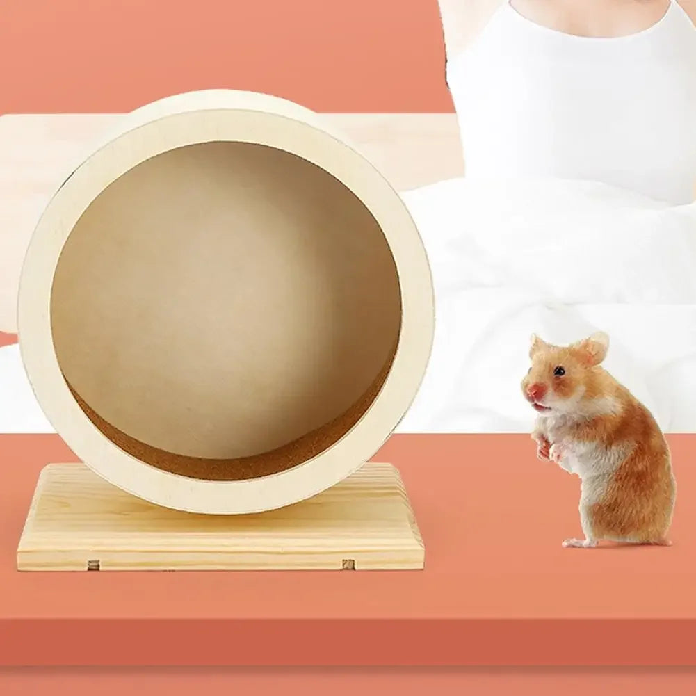 Mute Wooden Hamster Silent Running Wheel With Cork Pad Bracket
