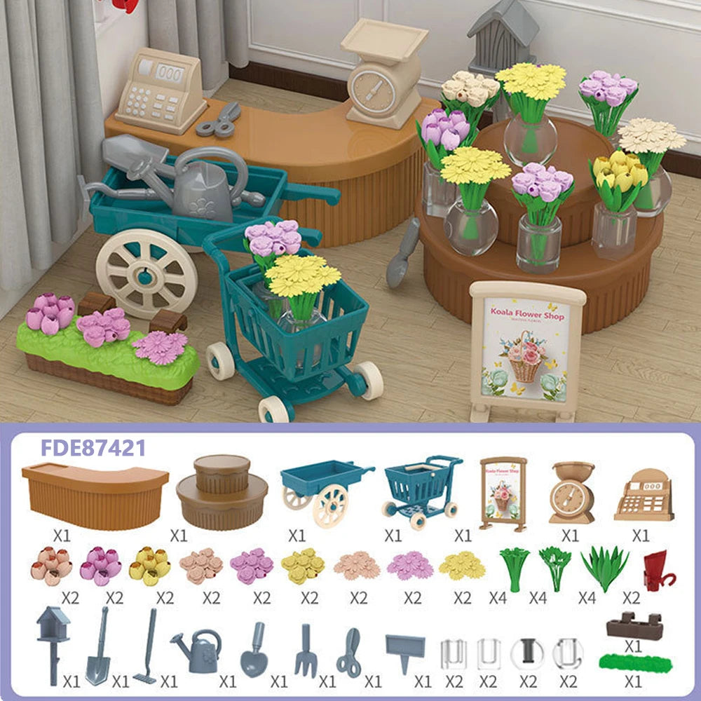 1/12 Dollhouse Furniture Living Bedroom Kitchen Bathroom Set Forest Animal Family Miniature Simulation Doll Accessories DIY Toy