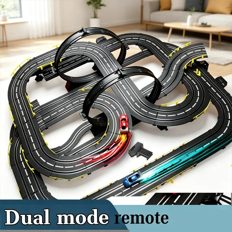 Electric Slot Track Set,1:43 Scale Dual Control Racing Car Toy, Large Double Player Racing Track Vehicle Gift for Boys Ages 8-10