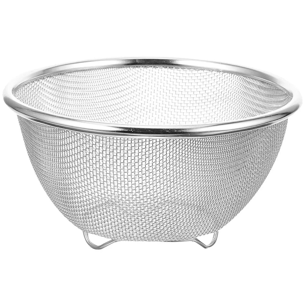 Stainless Steel Mesh Sieve Draining Basket Household Kitchen for Washing Rice Vegetables Fruits Multi Function Easy Clean