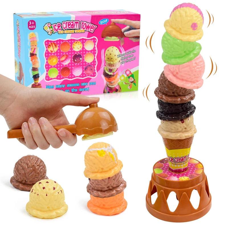 Children's Ice Cream Stacking Games Simulated Food Stack Up Play Kids Kitchen Pretend Play Toy Educational Toys For Gift Box