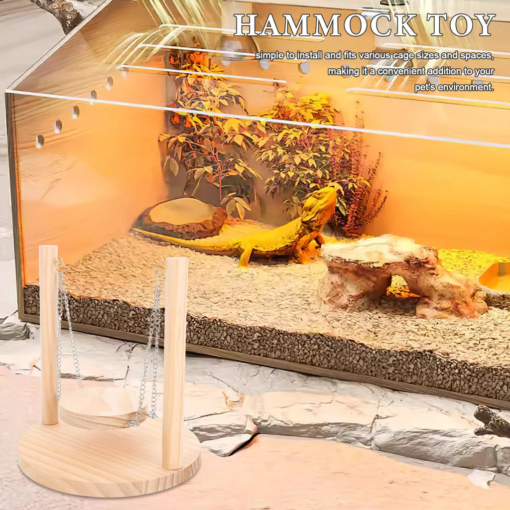 Funny Hamster Wooden Hammock Swing Small Animal Climbing Decorative Molar Hamster Supply Small Animal Wood Hammock