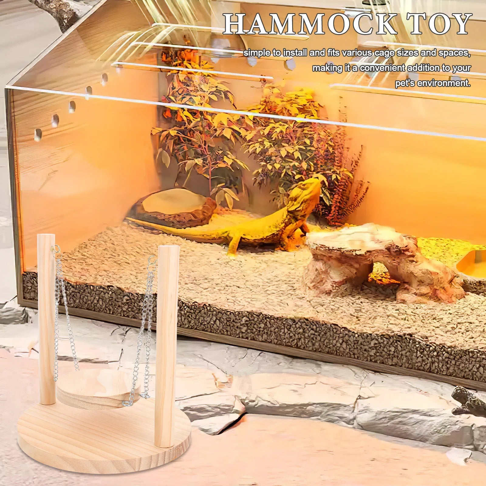 Funny Hamster Wooden Hammock Swing Small Animal Climbing Decorative Molar Hamster Supply Small Animal Wood Hammock