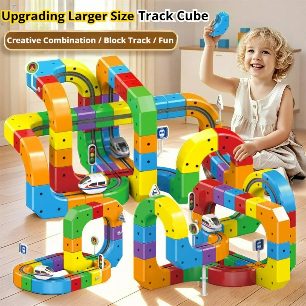 Electric Magnetic Track Set with Anti-Gravity Vehicles 100+ Piece STEM Building Toy Creative DIY Railway Model Gift For Kids