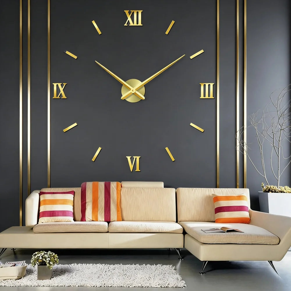 2026 Modern Design Large Wall Clock 3D DIY Quartz Clocks Fashion Watches Acrylic Mirror Stickers Living Room Home Decor Horloge