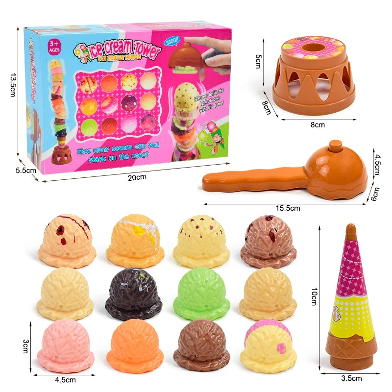 Children's Ice Cream Stacking Games Simulated Food Stack Up Play Kids Kitchen Pretend Play Toy Educational Toys For Gift Box