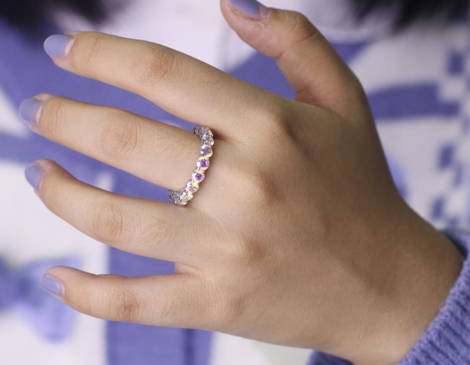 TKJ 925 Sterling Silver Rings Borealis Aurora CZ Diamond Eternity Promise Engagement Ring Wholesale Women's Jewellery Bridal Wed