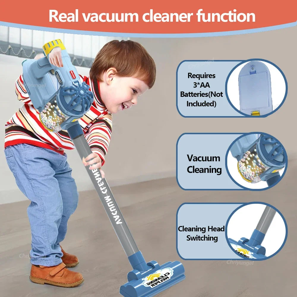 Kids Vacuum Cleaner Toy Realistic Pretend Play for Toddlers To Learn Cleaning Housekeeping Educational Toys for Boys Girls Gifts