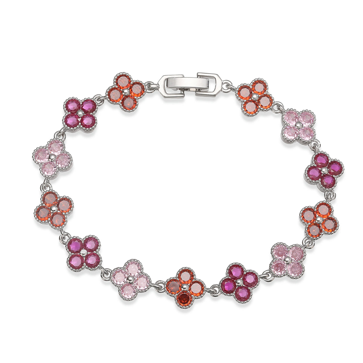 Multi-Color Women's Zircon Flower Delicate Bracelet/Necklace Rainbow Jewelry Gift Optional Mix-and-Match 1 Pcs