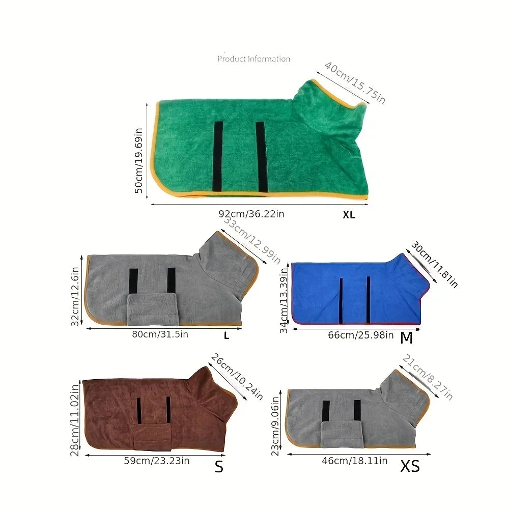 Large Pet Dog Bathrobe Absorbent Pet Quick Drying Bath Towel Dog Bath Towel Clean Absorbent Bathrobe Full Body Wrap for Big Dog